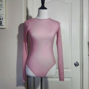 Forever 21 Small Pink Sheer Lace Mesh Bodysuits